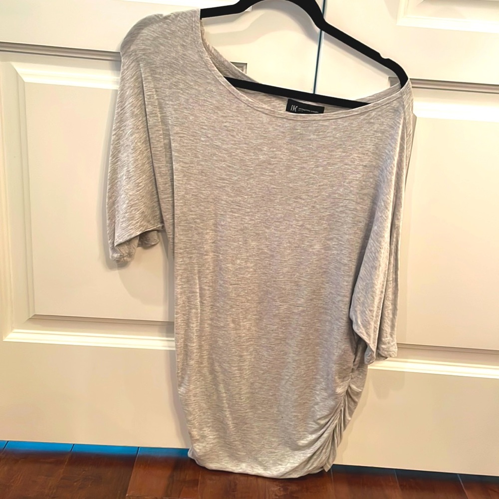 Inc gray off shoulder top